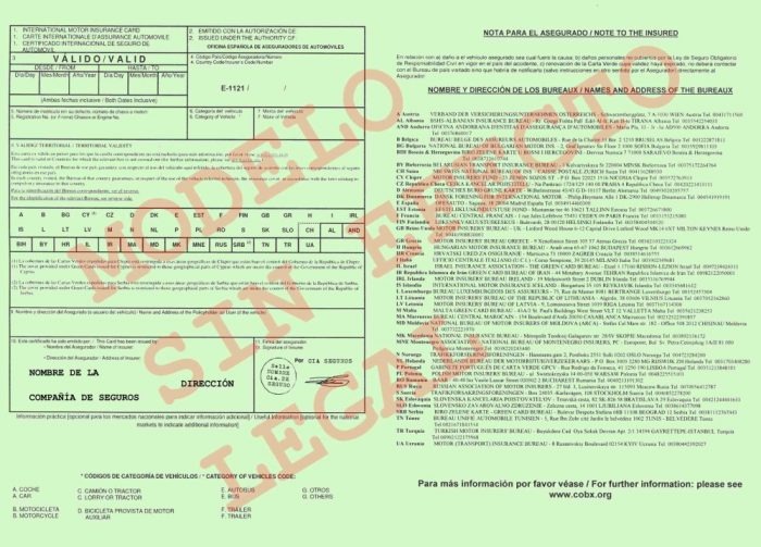 Seguro Carta Verde Mercosul – modelo do certificado obrigatório para veículos brasileiros